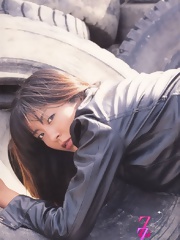 Harumi Nemoto outdoors posing outdoors her perfect big tits