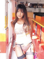Harumi Nemoto outdoors posing outdoors her perfect big tits
