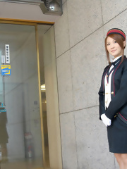 Japanese whore is a stewardess who enjoys some hard naked sexual encounters