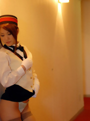 Japanese whore is a stewardess who enjoys some hard naked sexual encounters