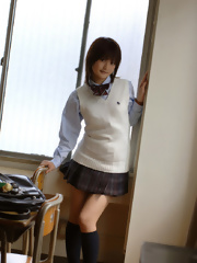 Kinky Yuran enjoys playing the slutty Asian school girl for her clients today