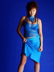 Yoko Matsugane posing in sexy blue bikini